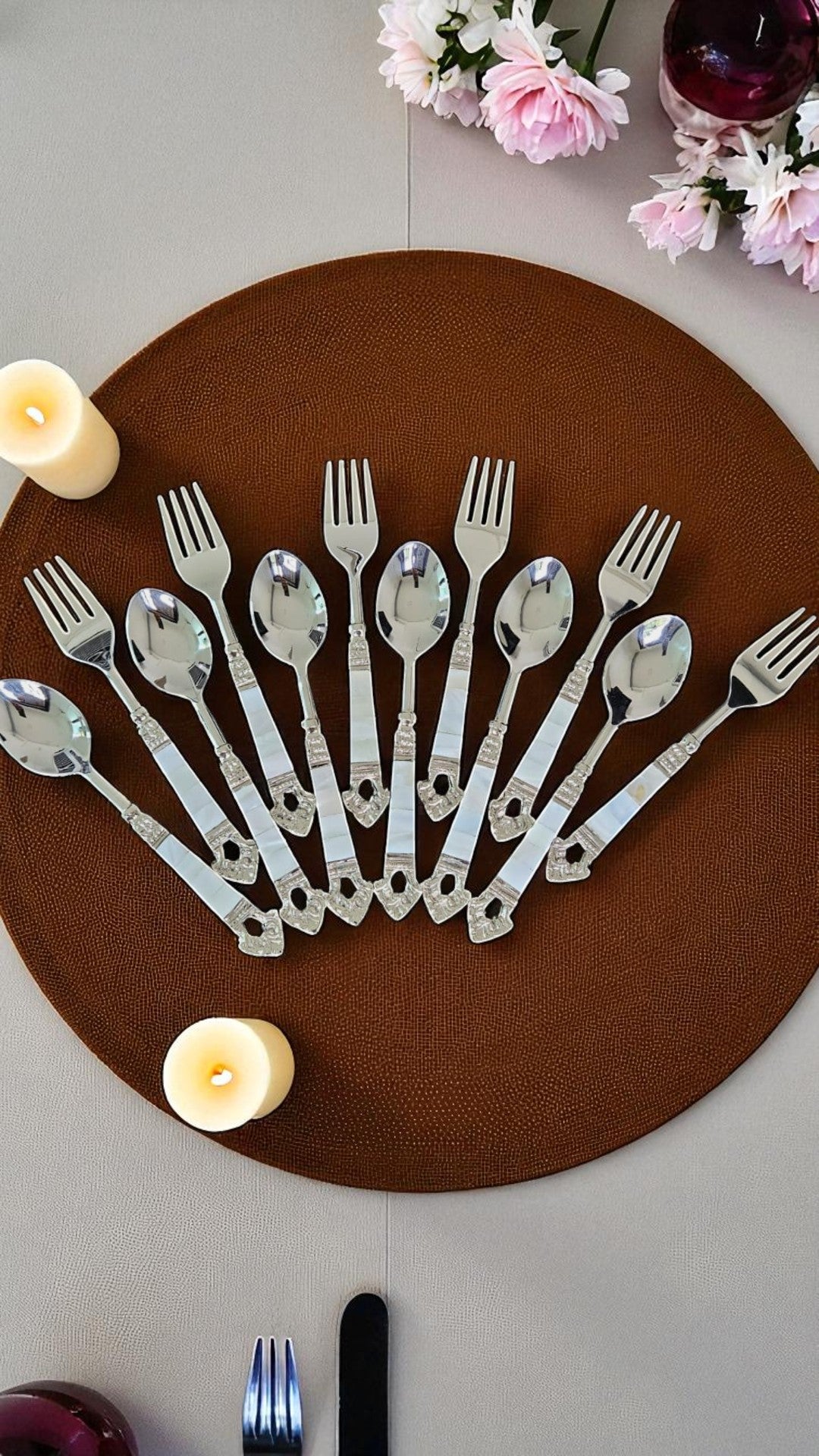 Lustrous Pearl Flatware Set  (Set of 12)