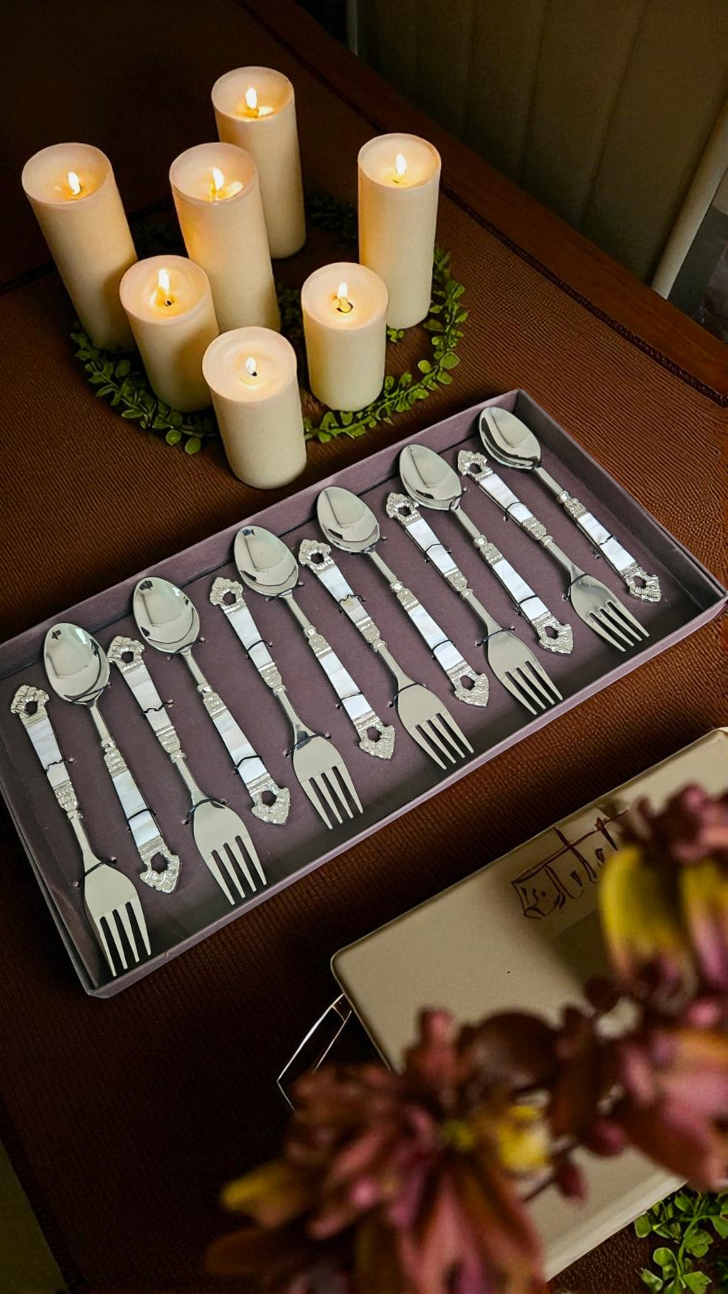 Lustrous Pearl Flatware Set  (Set of 12)