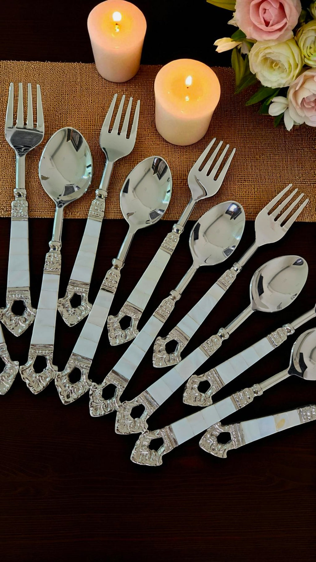 Lustrous Pearl Flatware Set  (Set of 12)
